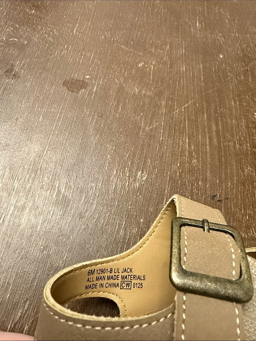 Kids Tan Double-Buckle Sandals Size 6